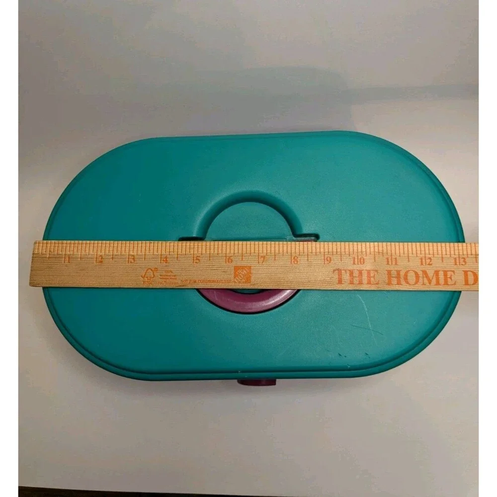 Vintage Caboodles Makeup Case Teal Purple Pink Mirror 3 Tier Organizer Girl 2640